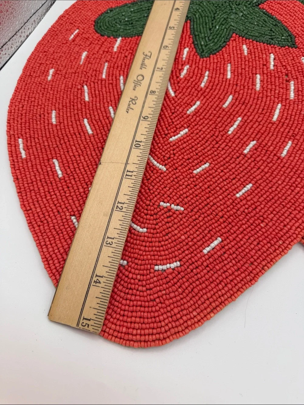 Hand Beaded Strawberry Placemat Charger 15